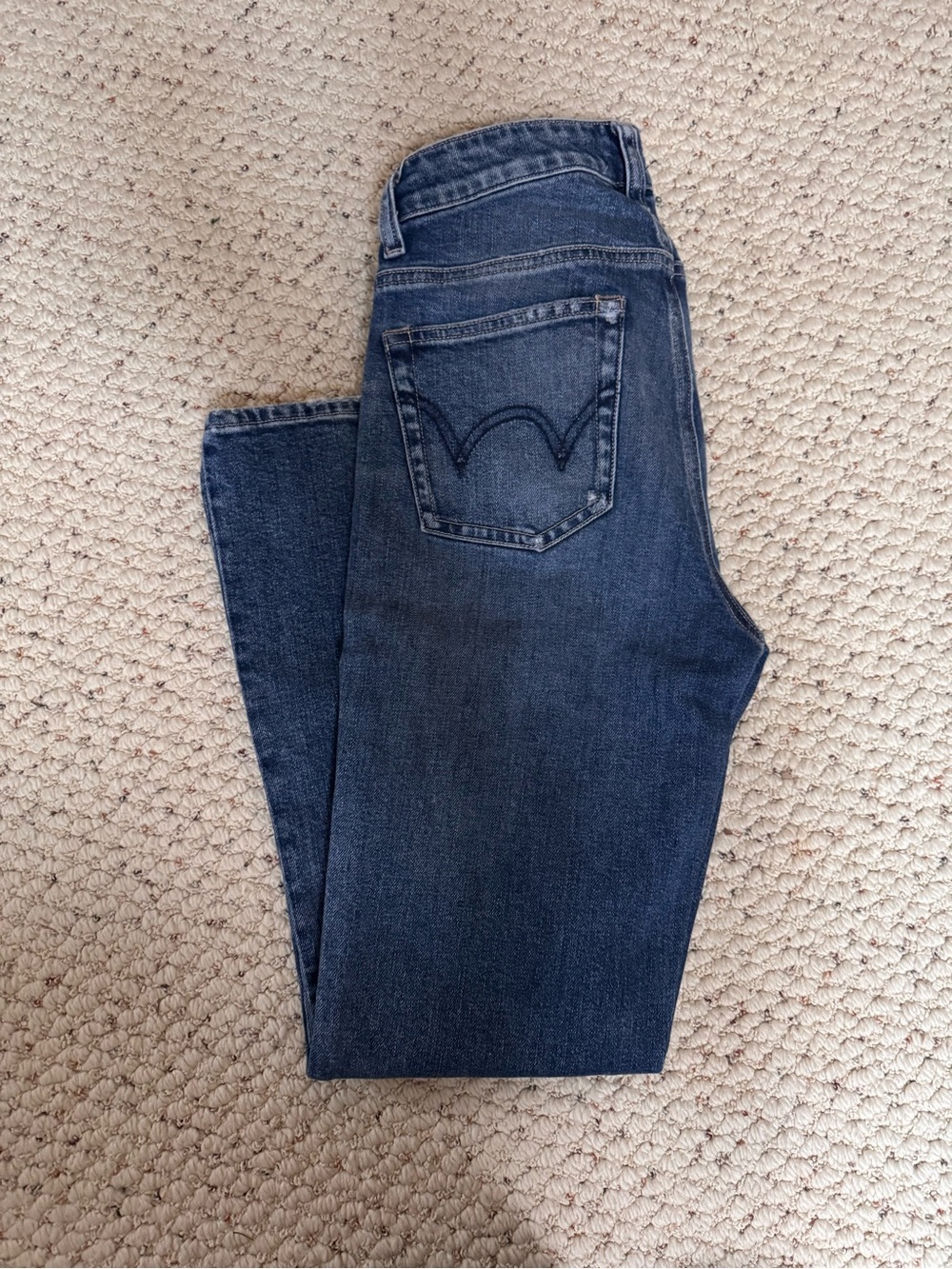 Edwin Geary Dark Wash Denim Jeans with Curved Pocket Stitch